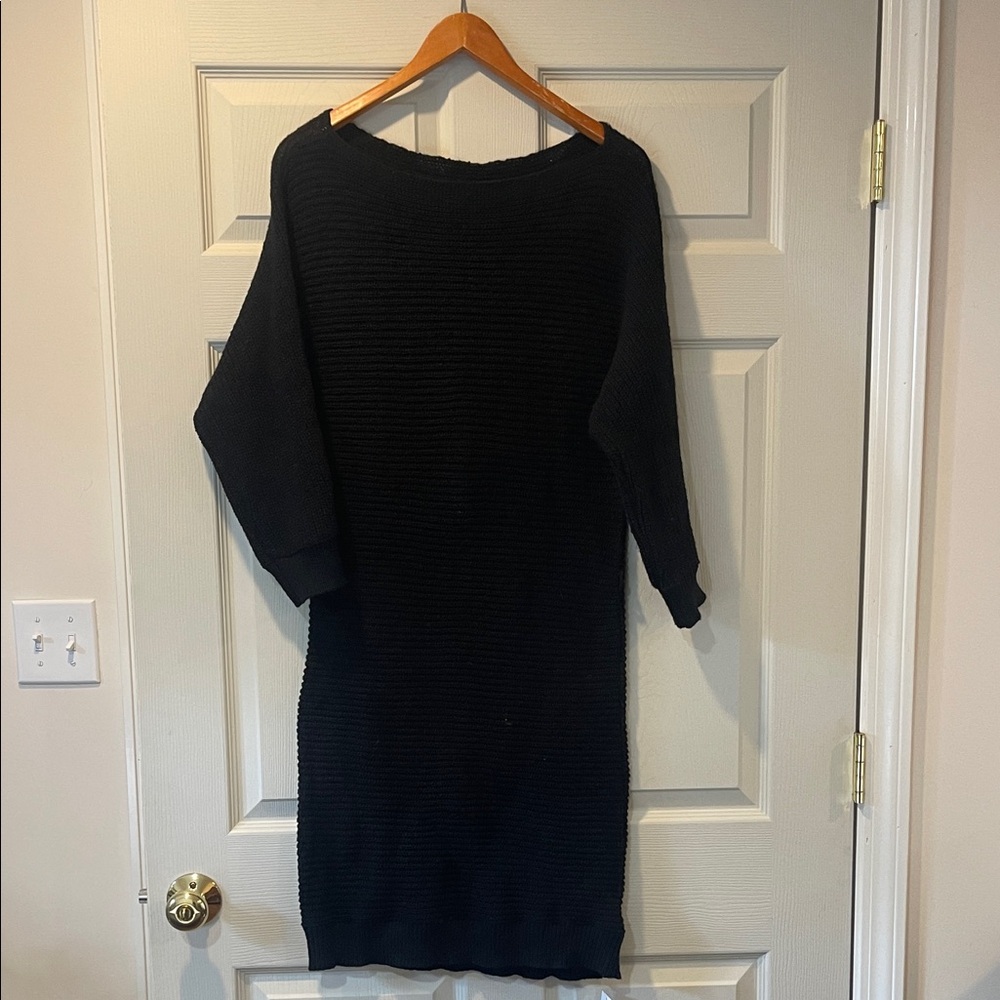 Cupshe Black Knit Sweater Cover up Dress